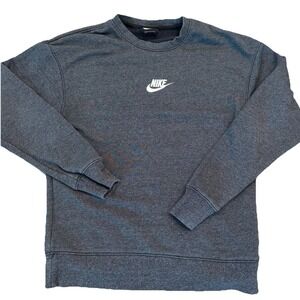 Nike Sweatshirt Mens Small Gray Crewneck Fleece Pullover Embroidered Center Logo